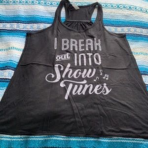 Black show tunes tank top